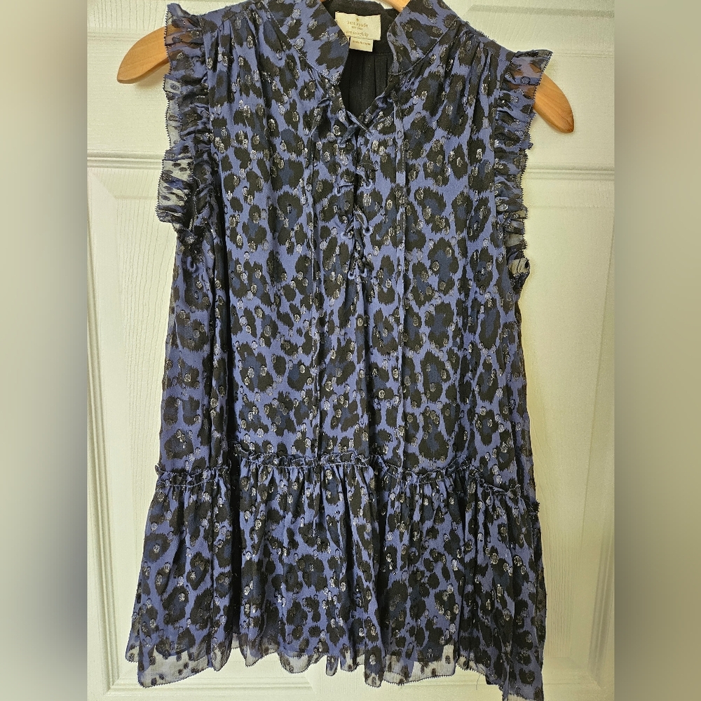 Kate Spade Blue and Black Patterned Blouse